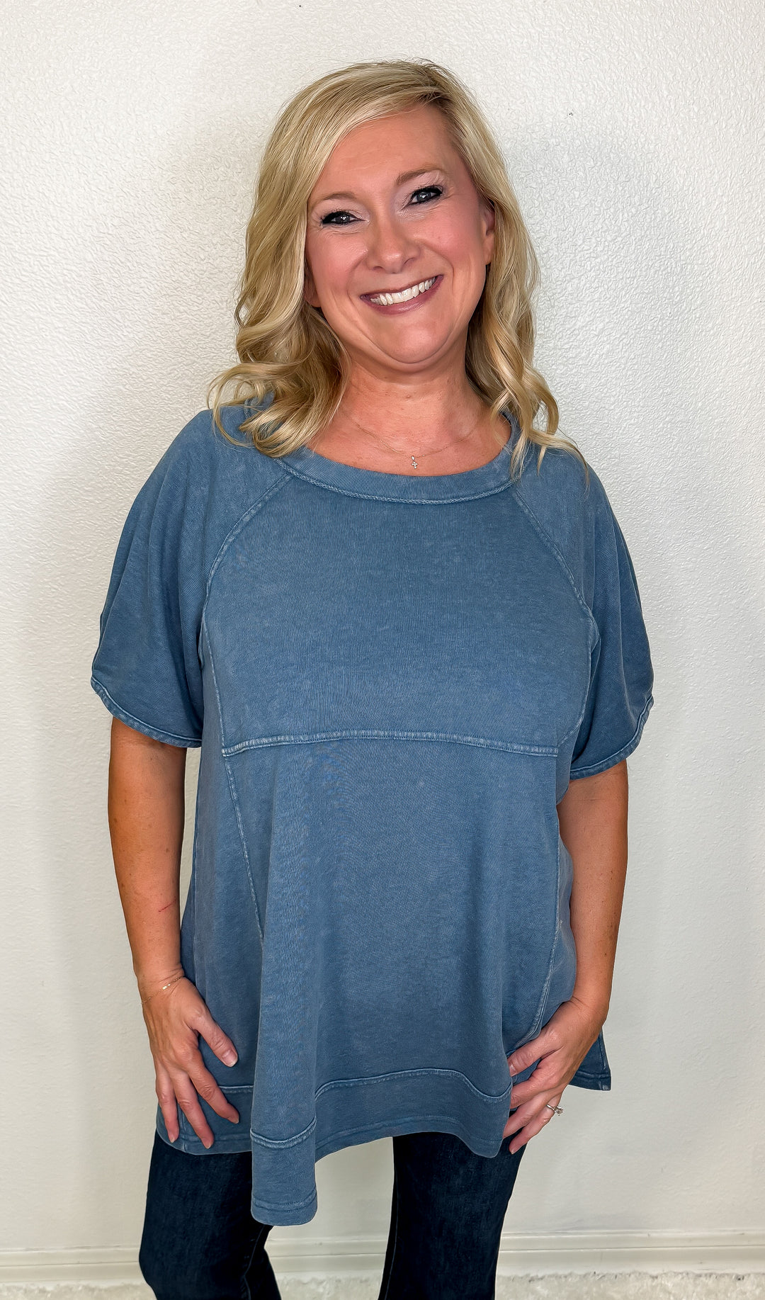 East Flow Mineral Wash Top- Deep Sea Blue