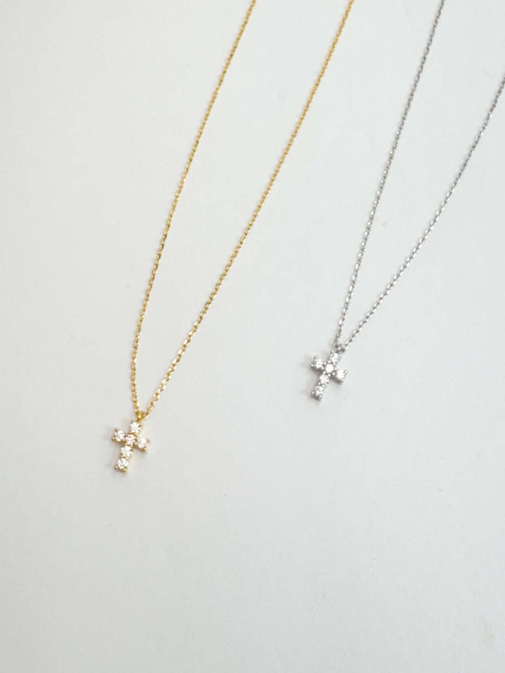 Petite Rhinestone Cross Necklace