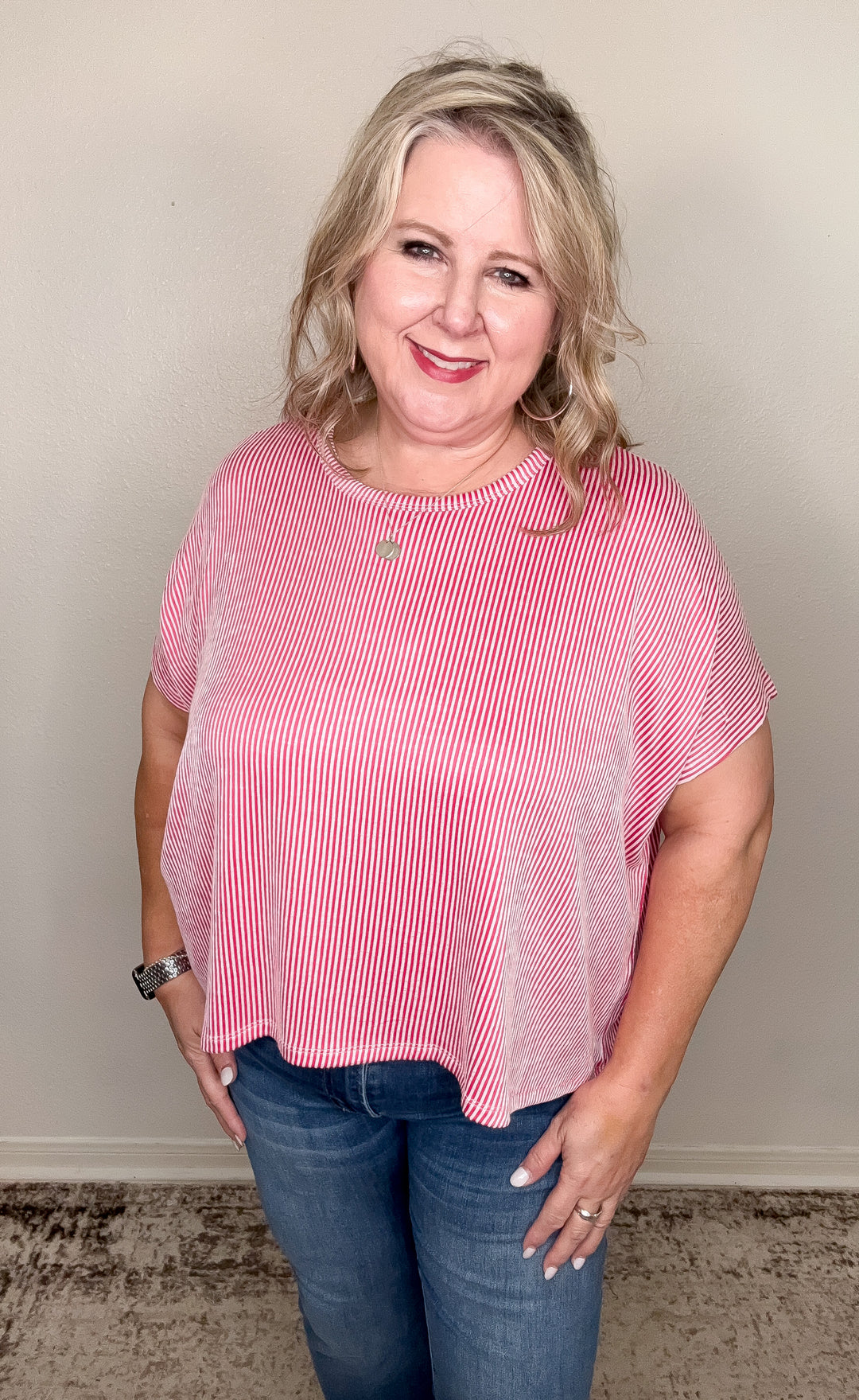 Soft Horizons Top- Electric Pink