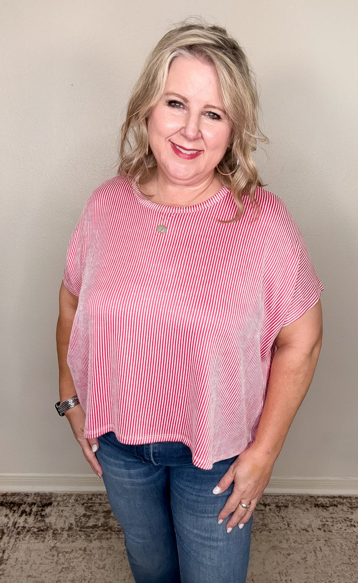 Soft Horizons Top- Electric Pink