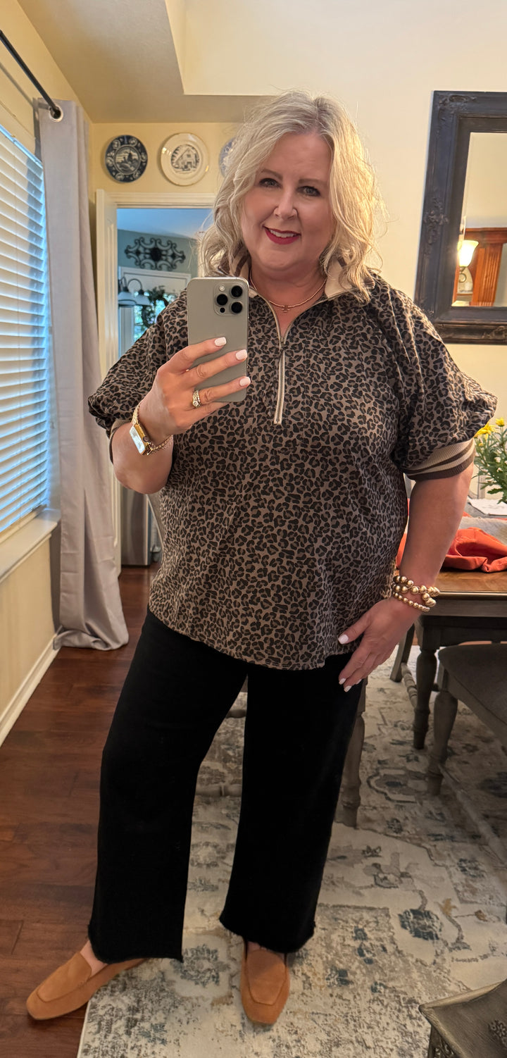 Wild Streak Leopard Zip Top