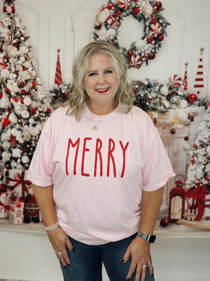 Pink & Red MERRY Tee