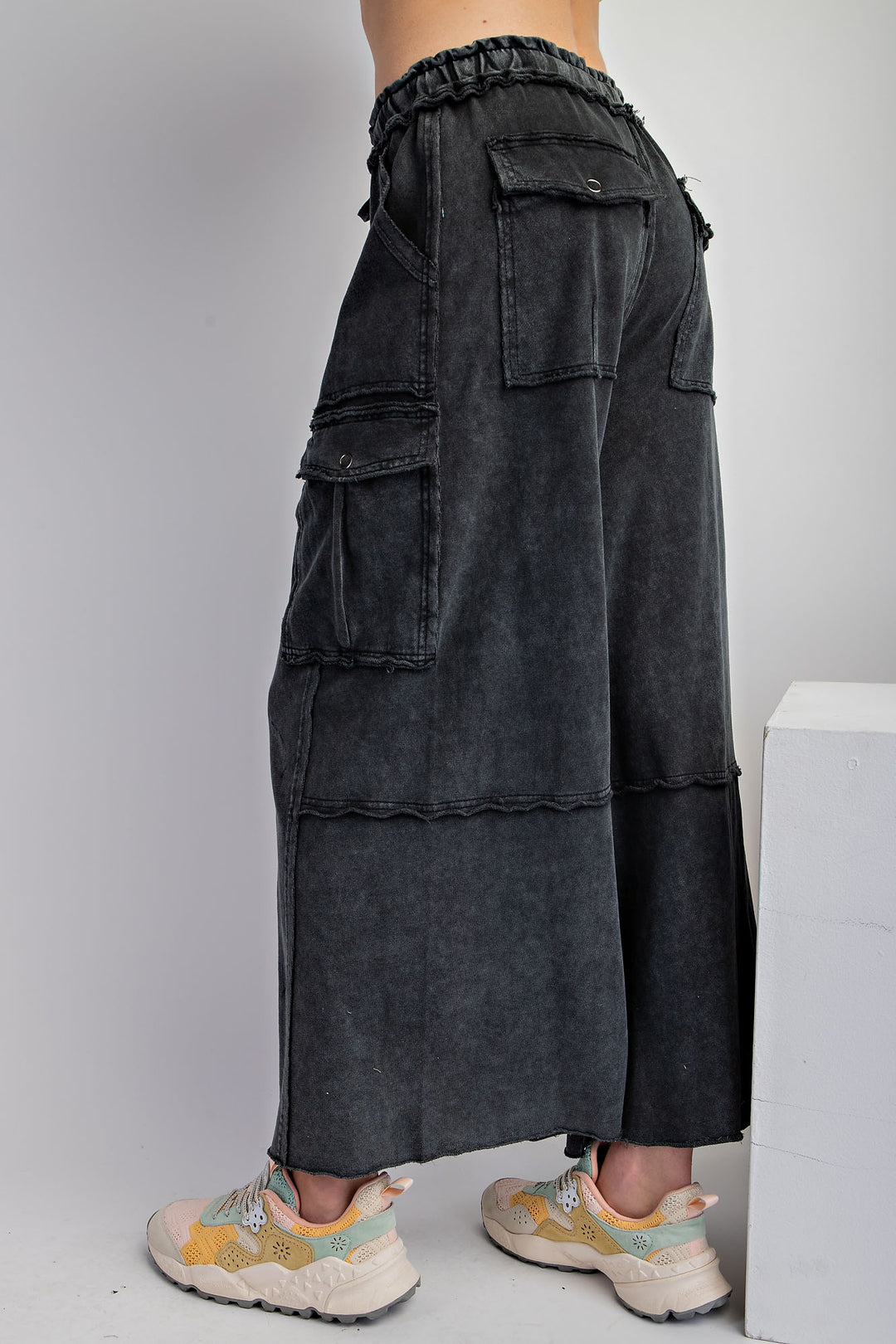 Mineral Washed Black Cargo Pants