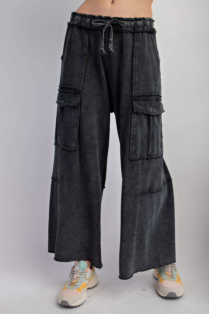 Mineral Washed Black Cargo Pants