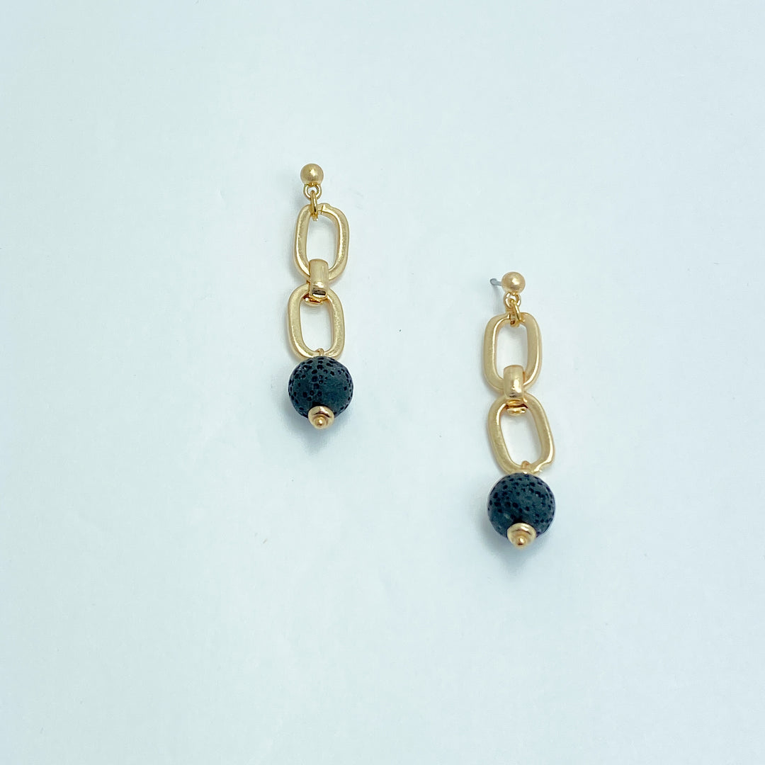 Black & Gold Link Drop Earrings
