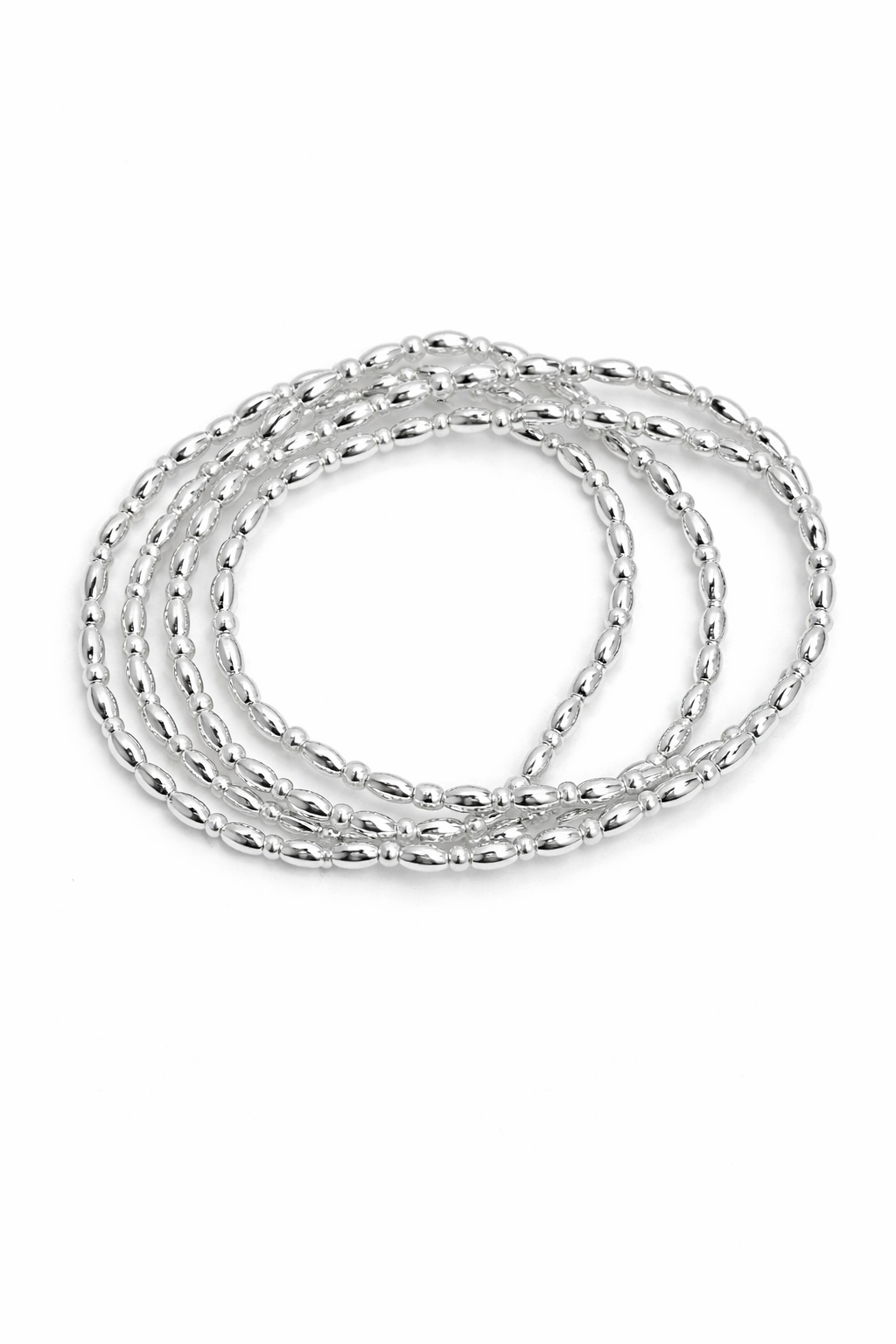 Silver chain necklace on a white background