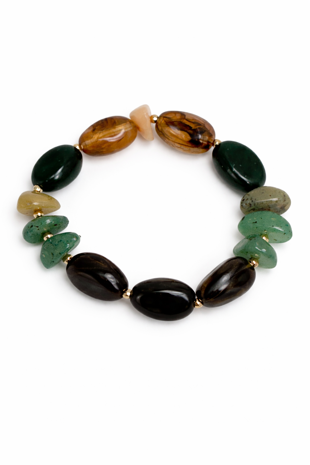 Multicolored beaded bracelet on a white background