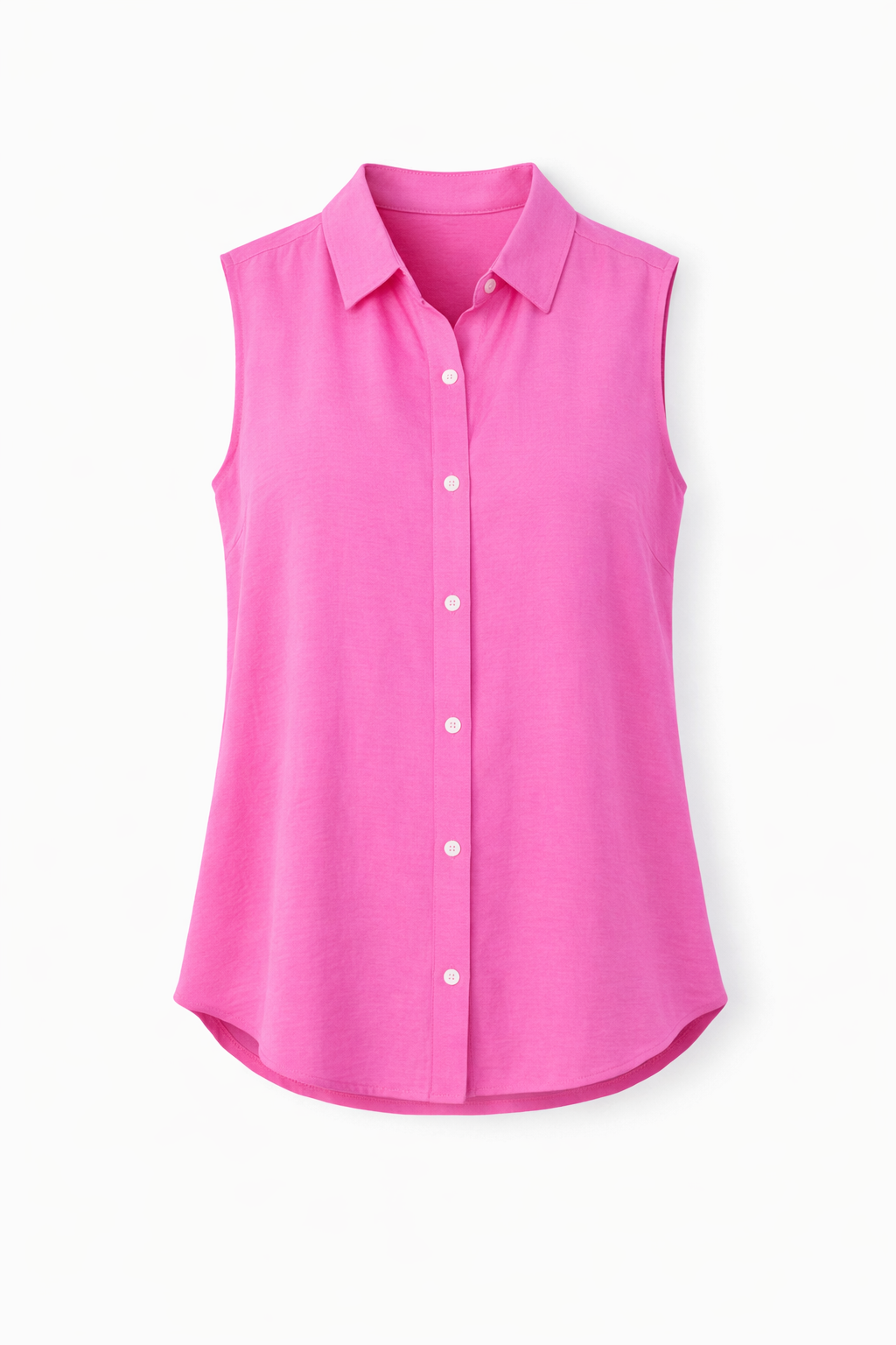 Pink sleeveless blouse on a white background