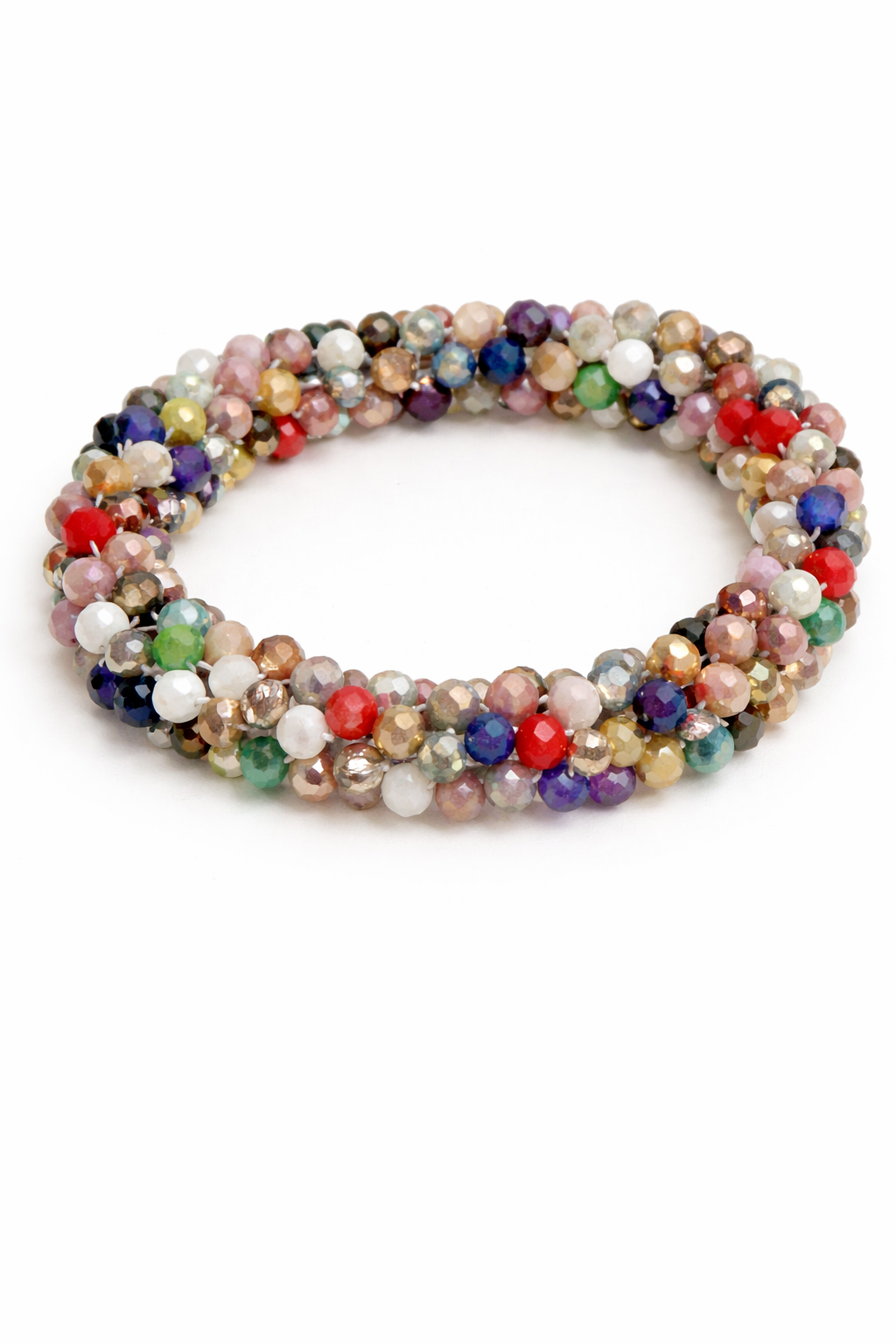 Multicolored beaded bracelet on a white background