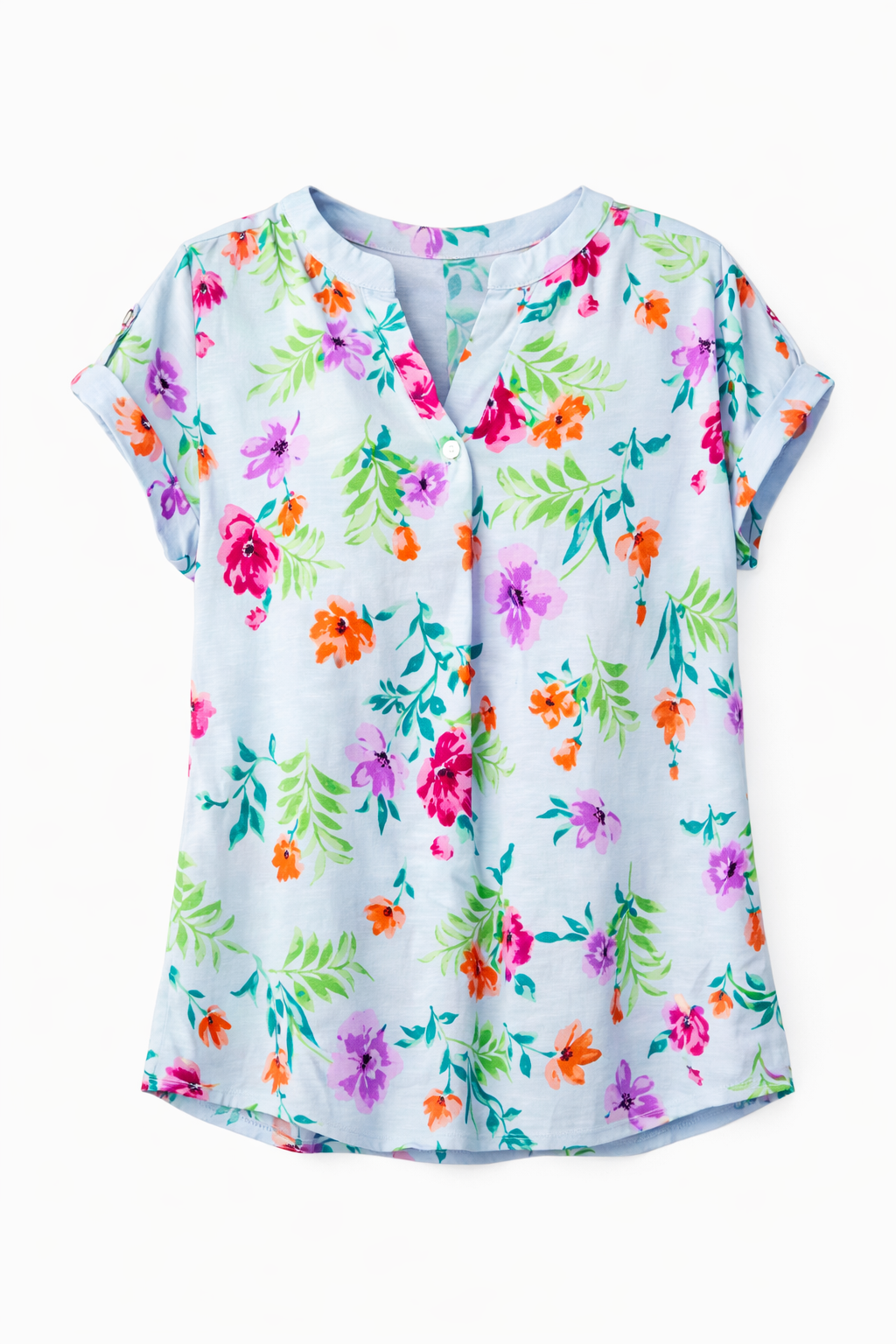 Floral patterned shirt on a white background