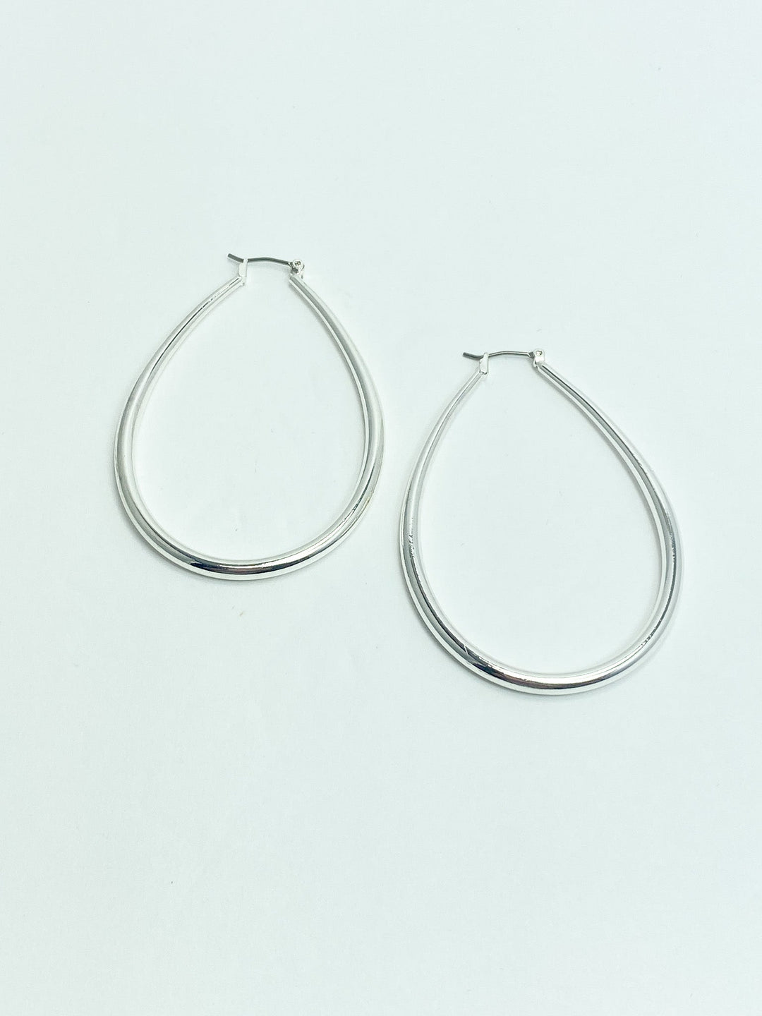 Extra Large Oval Silver Hoop Earrings - Lucy Doo