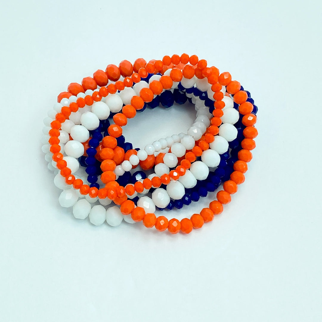 Orange & Royal Blue Beaded Stackable Bracelets - Lucy Doo