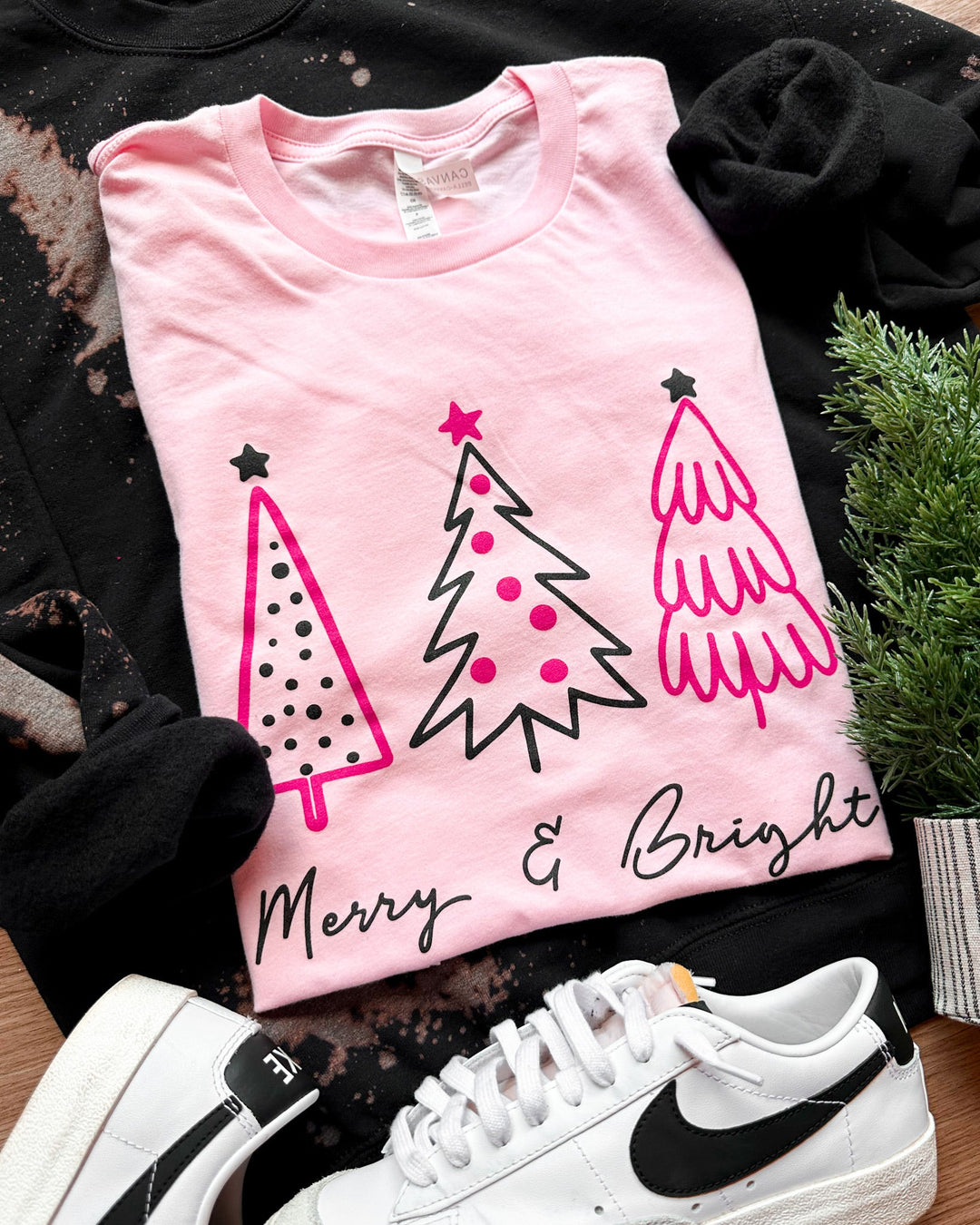 Pink Merry & Bright Tee - Lucy Doo