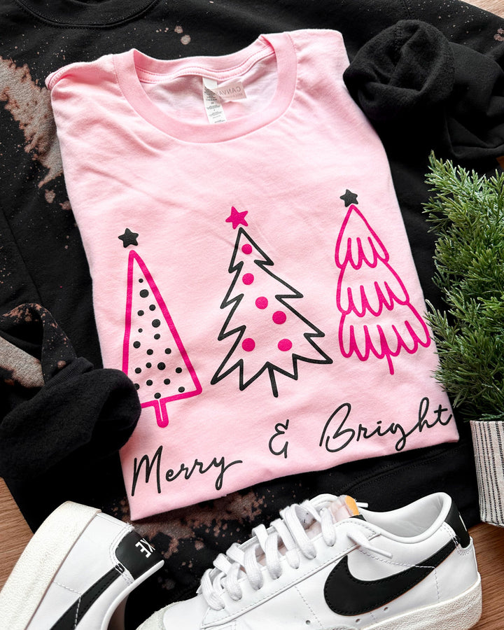 Pink Merry & Bright Tee - Lucy Doo