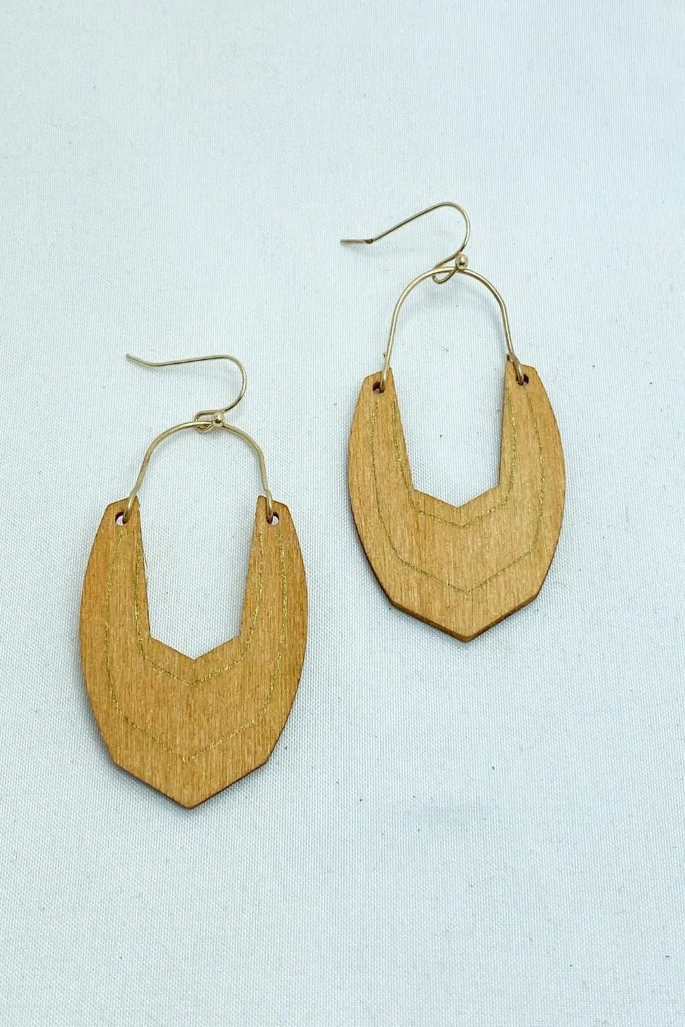 Tan Wooden Drop Earrings - Lucy Doo